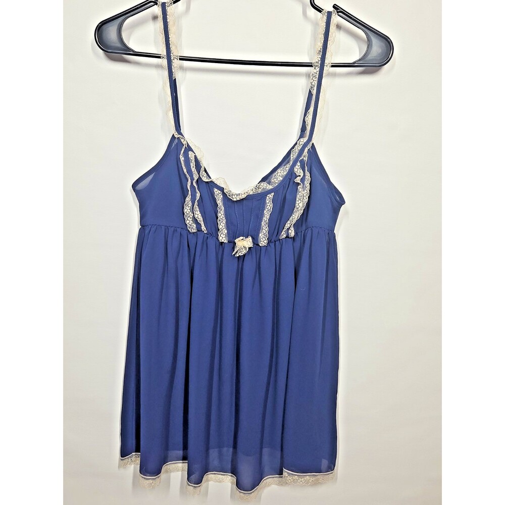 Y2K Victoria Secret Sheer Lace Trim Milkmaid Camisole Top MED Babydoll Coquette - Picture 2 of 9